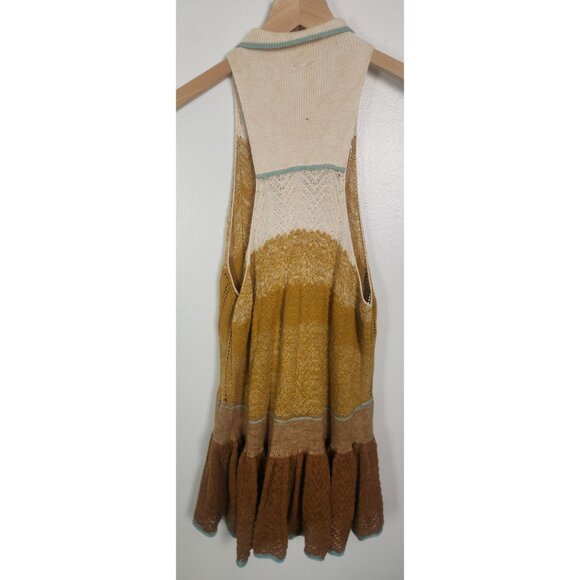 Free People Women's Sz. XS Peplum Polo Crochet Sleeveless Sweater - Picture 7 of 9